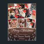 Cartão Postal Feliz Natal Rustic 4 PHOTO Collage Saudação<br><div class="desc">Feliz cartão postal de saudação de 4 FOTOS,  Rustic de Natal.</div>