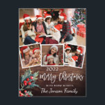 Cartão Postal Feliz Natal Rustic 4 PHOTO Collage Saudação<br><div class="desc">Feliz cartão postal de saudação de 4 FOTOS,  Rustic de Natal.</div>