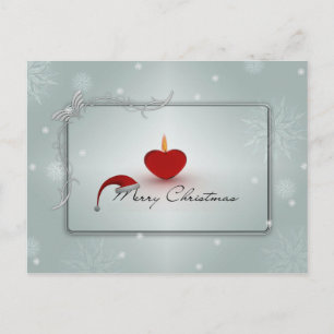 Cartão Postal Feliz Natal Santa Hat E Vela