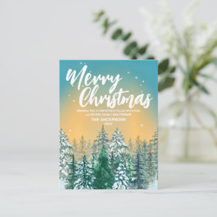 Cartão Postal Feliz natal Simples Moderno branco letra feriado