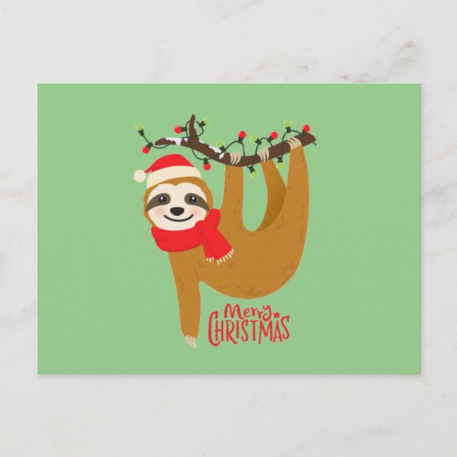 Cartão Postal Feliz Natal Sloth (Frente)