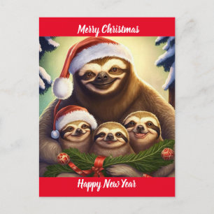 Cartão Postal Feliz Natal Sloths