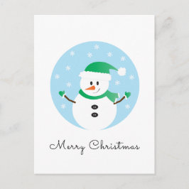 Cartão Postal Feliz Natal Snowman Snowflakes