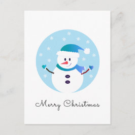 Cartão Postal Feliz Natal Snowman Snowflakes