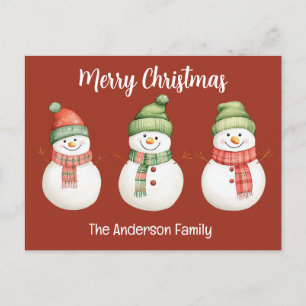Cartão Postal Feliz Natal Snowmen