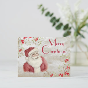 Cartão Postal "Feliz Natal" Tipografia Papais noeis de Aquarela