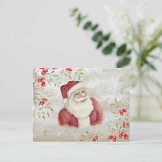 Cartão Postal "Feliz Natal" Tipografia Papais noeis de Aquarela