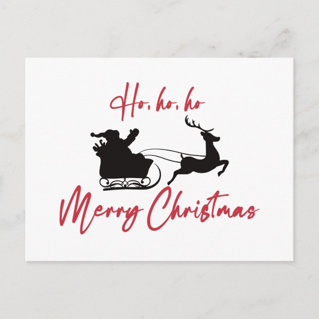 Cartão Postal Feliz Natal Trenó e Rena do Papai Noel (Frente)