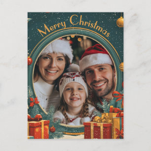 Cartão Postal Feliz Natal Verde Personalizável