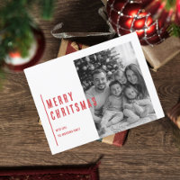 Feliz Natal Vermelho com Foto Preta e Branca