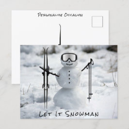 Cartão Postal Feliz Natal Viagem de Férias de Esqui na Montanha