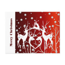Feliz Natal White Reindeer Elegante Vermelho