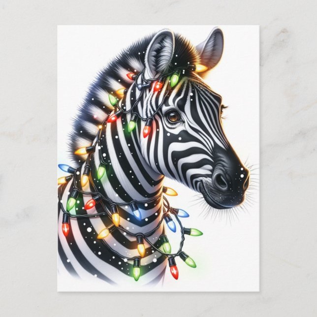 Cartão Postal Feliz Natal Zebra (Frente)
