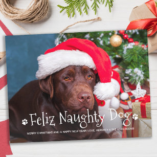 Cartão Postal Feliz Naughn Dog Funny Personalizado Foto de Pet H