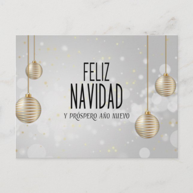 Cartão Postal Feliz Navidad design elegante (Frente)