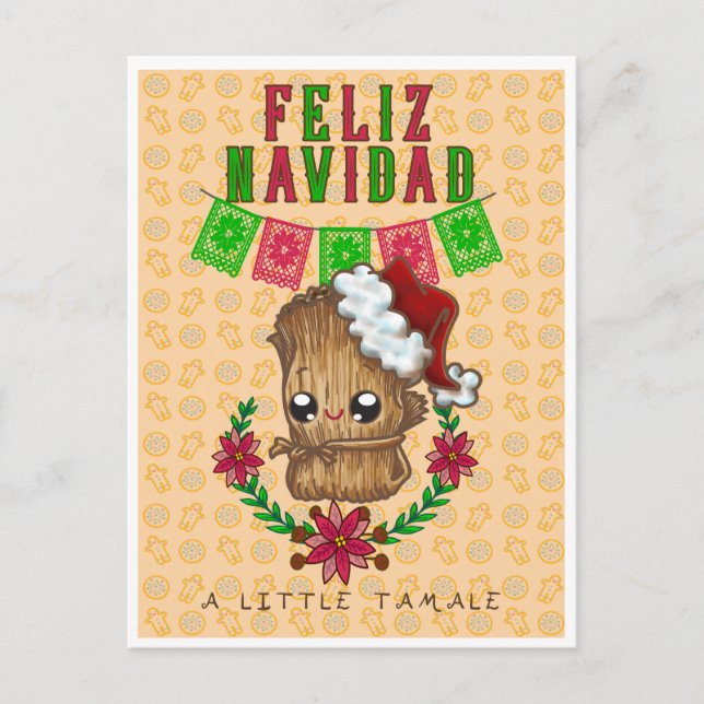Cartão Postal Feliz Navidad - Little Tamale (amarelo) (Frente)