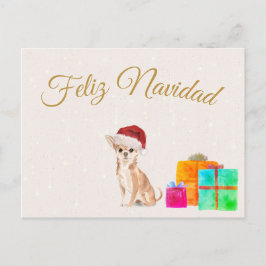 Cartão Postal Feliz Navidad Natal Chihuahua Feliz Brilho