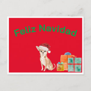 Cartão Postal Feliz Navidad Natal Red Chihuahua
