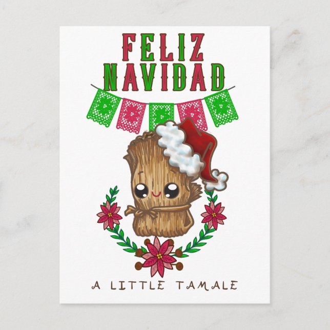 Cartão Postal Feliz Navidad - Pequeno Texto Tamale Espanhol/Ingl (Frente)