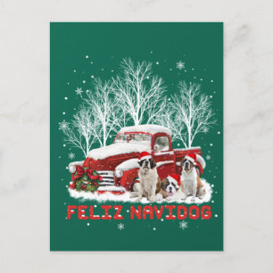 Cartão Postal Feliz Navidog Saint Bernard Christmas Dog Lovers