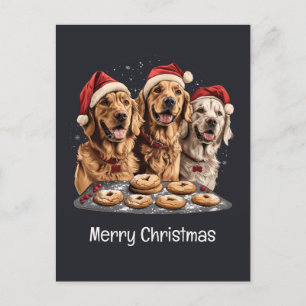 Cartão Postal Feliz Ouro de Natal - Cachorro de Retriever