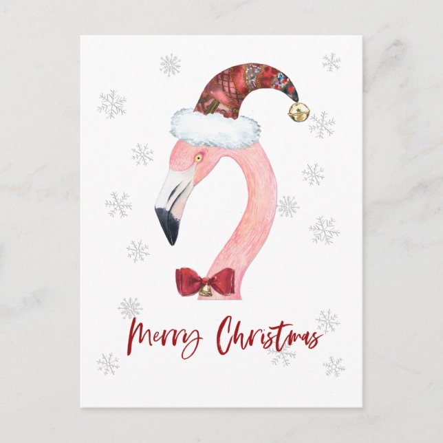 Cartão Postal Feliz Papai noel de Natal Cartão-postal Flamingo (Frente)