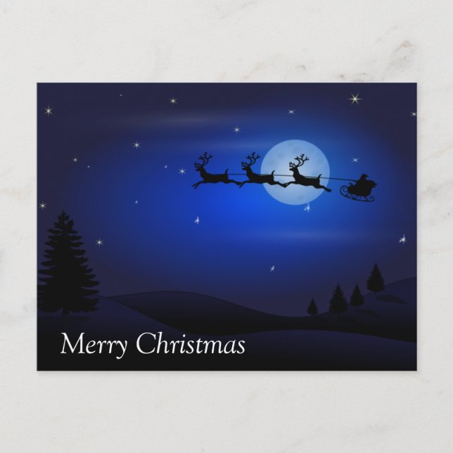 Cartão Postal Feliz Papai noel de Natal Sleigh (Frente)