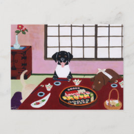 Cartão Postal Feliz Partido Sushi Labradores