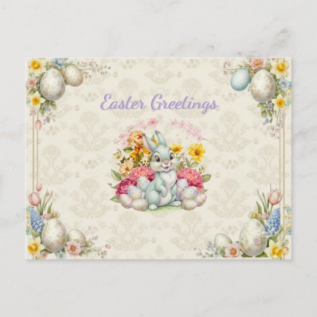 Cartão Postal Feliz Páscoa Coelhinho Fofo (Frente)