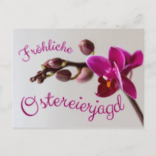 Cartão Postal Feliz Páscoa com uma alegre caça aos ovos de Pásco