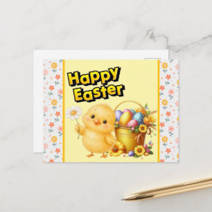 Cartão Postal Feliz Páscoa Franguinho 
