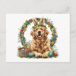 Cartão Postal Feliz Páscoa Golden Retriever Cachorro Orelhas de