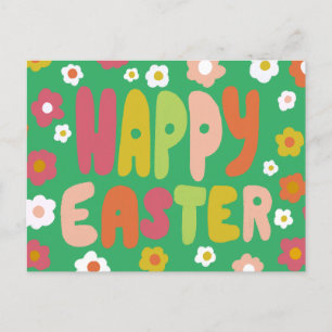 Cartão Postal FELIZ PÁSCOA Letras Bolha Coloridas Primavera PERS