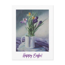 Feliz Páscoa lindos crocos florais em roxo 