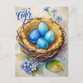 Cartão Postal Feliz Páscoa. Ovos Mágicos de Páscoa