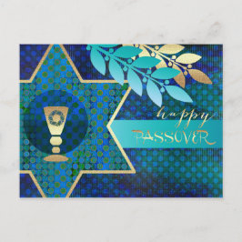 Cartão Postal Feliz Passover. Estrela da Copa David e Kiddush