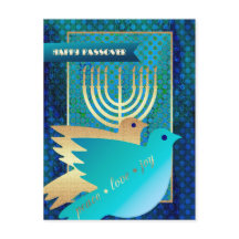Feliz Passover. Peace Doves e Menorah