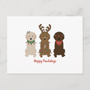 Cartão Postal Feliz Pawlidays Luzes de Natal Goldendoodle