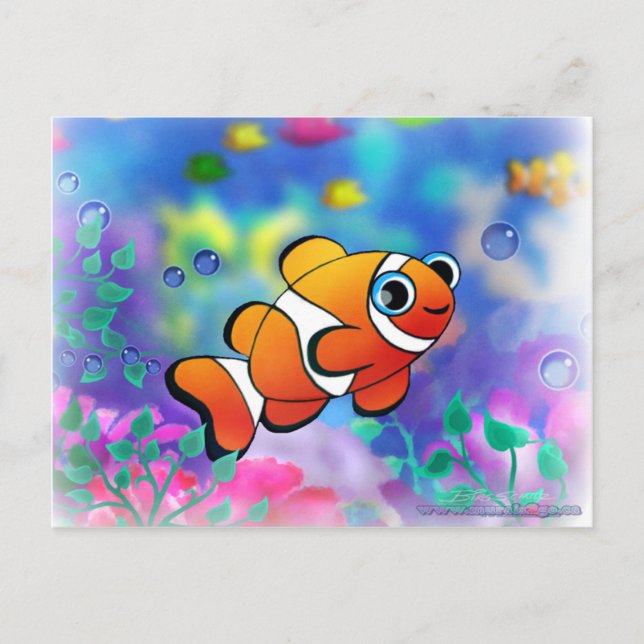 Cartão Postal Feliz Peixe-Palhaço (Frente)
