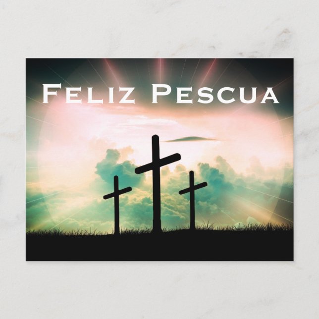 Cartão Postal Feliz Pescua Páscoa Saudações (Frente)
