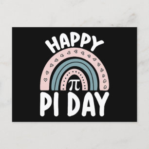 Cartão Postal Feliz Pi Day Boho Rainbow Mathemat