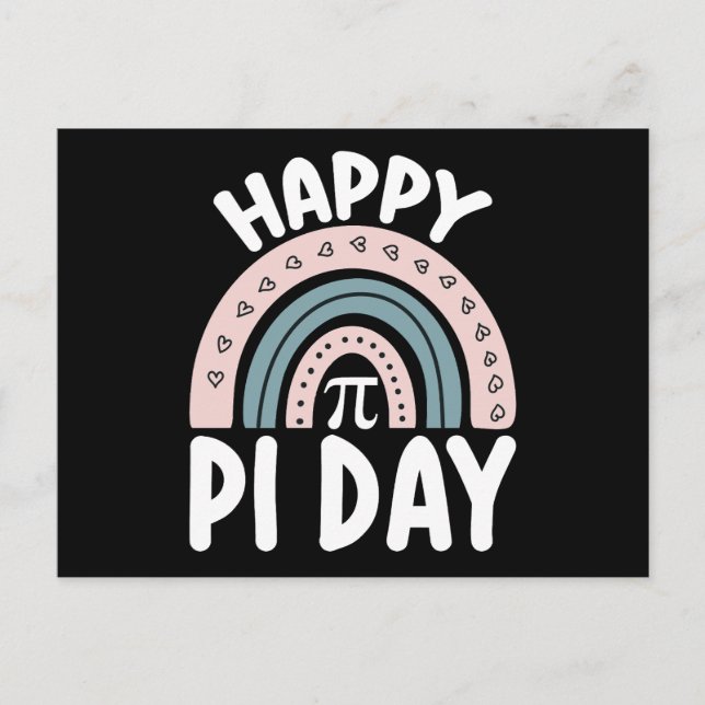 Cartão Postal Feliz Pi Day Boho Rainbow Mathemat (Frente)