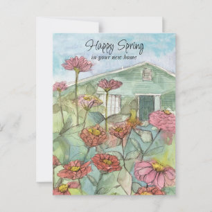Cartão Postal Feliz Primavera Em Seu Novo Lar Imobiliário