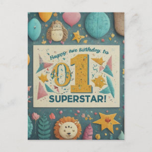 Cartão Postal "Feliz primeiro aniversario para nossa Pequena Sup