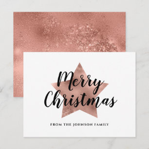 Cartão Postal Feliz Rosa de Natal - Estrela Dourada