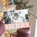 Cartão Postal Feliz rosa pastel e foto da família | Férias feliz<br><div class="desc">Feliz rosa pastel e foto da família | Férias felizes</div>