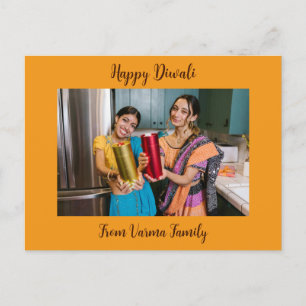 Cartão Postal Feliz Saudação Diwali com Foto da Família Pessoal