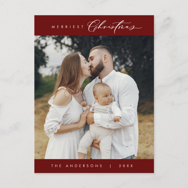 Cartão Postal Feliz Saudação Foto da Família de Natal Mais Feliz (Frente)