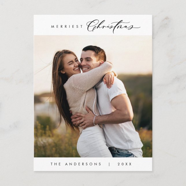 Cartão Postal Feliz Saudação Foto da Família de Natal Mais Feliz (Frente)