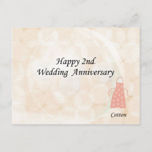 Cartão Postal Feliz segundo. Aniversário de Casamento